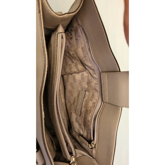 Michael Kors Hamilton Gray Leather Satchel Handbag Purse Silver Hardware - Picture 11 of 16